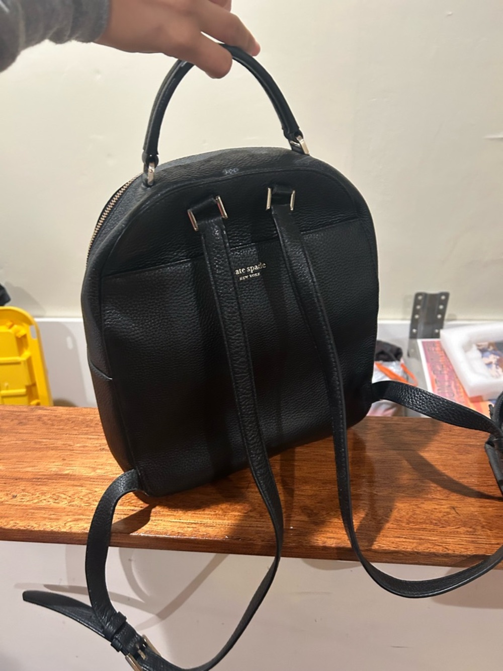 Black Pebbled Leather Top-Handle Backpack Kate Spade Backpack - Picture 2 of 4